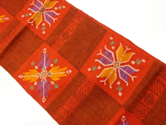 JAPANESE KIMONO / VINTAGE NAGOYA OBI / MAWATA TSUMUGI / WOVEN ARROW FEATHERS & CHECKERED